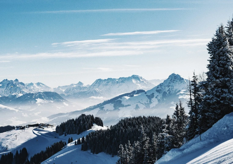 there is a very large snowy hill with trees on it