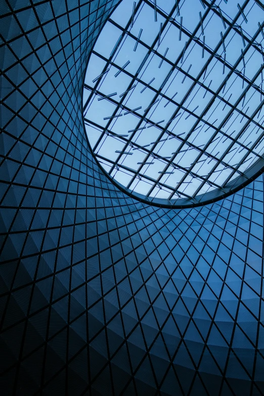 a large skylight inside a building that has many lines and crosses on it