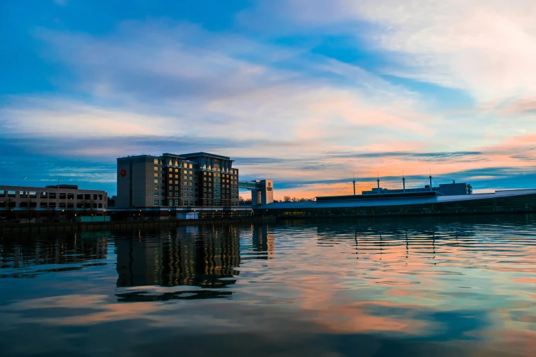 an image of a city skyline with water reflections