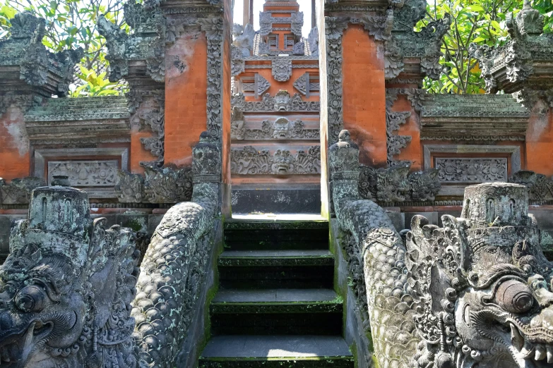 stairs going up to an entrance in a temple