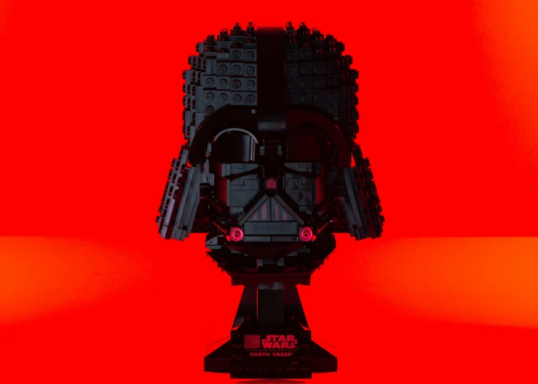 a lego star wars model is shown with red background