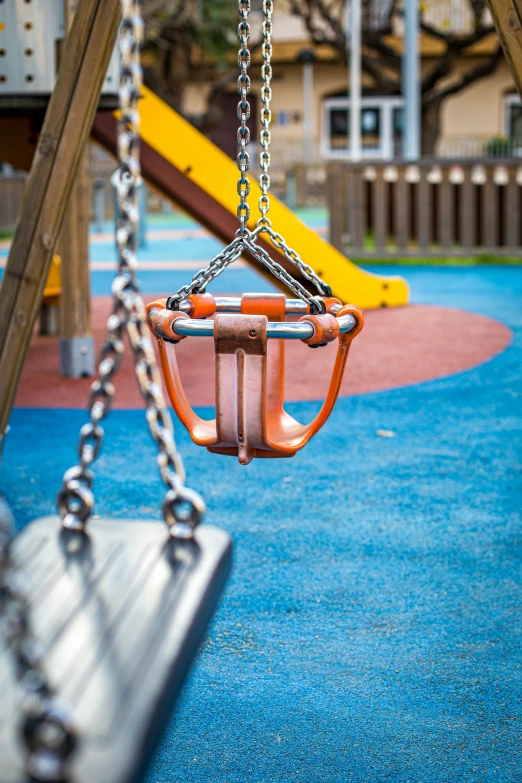 the swings are made of wood and plastic