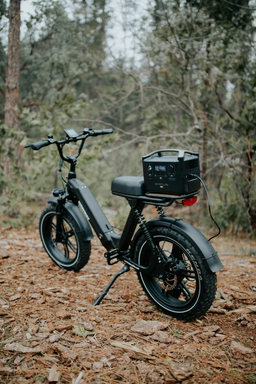 a moped with some kind of bag on it