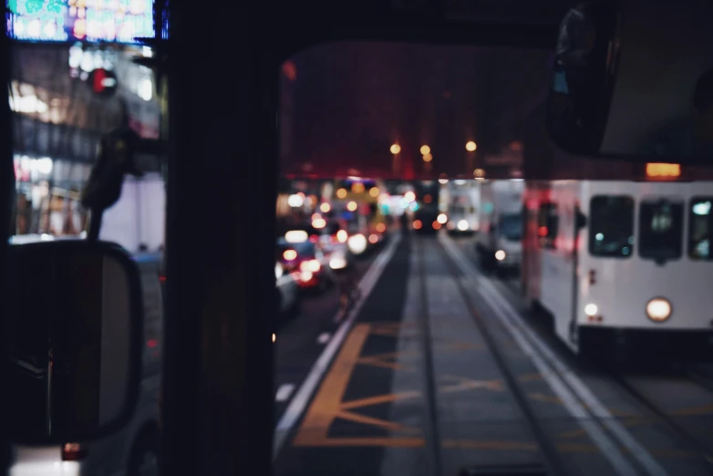 traffic moving in the night on a busy road