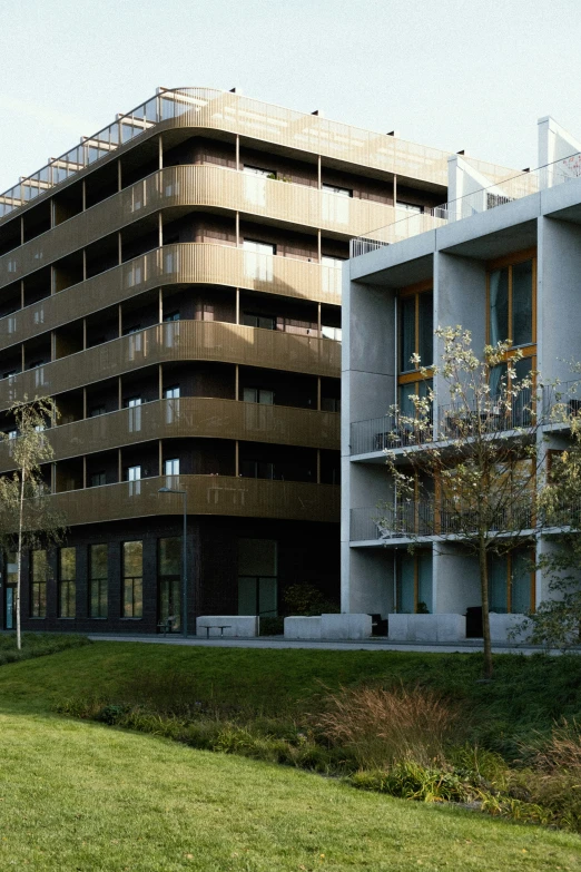 the building has balconies on top and balconies above it