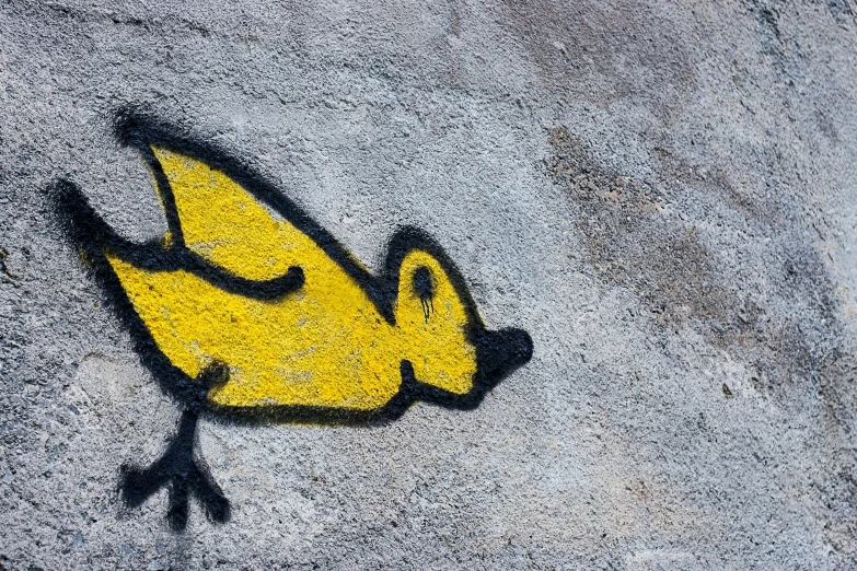 graffiti on the side of a cement building depicting a bird