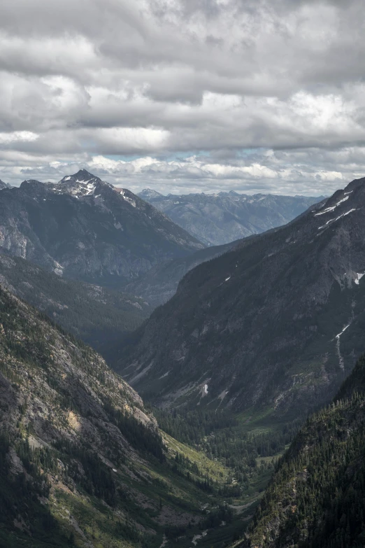 the mountains in the distance under a cloudy sky