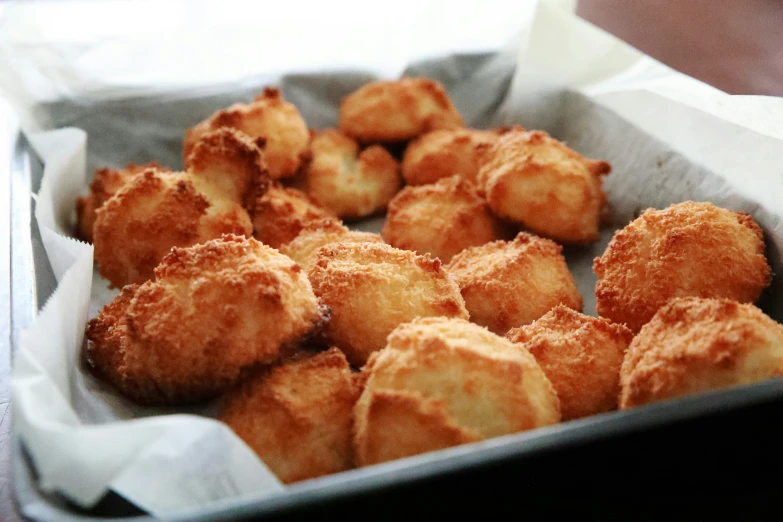 many pieces of deep fried food in a tin