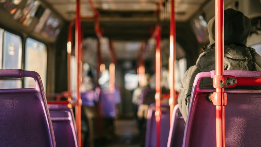 inside view of the seats on a bus