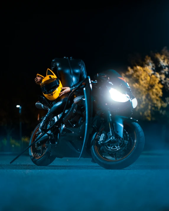 a motorcycle that is sitting on the street