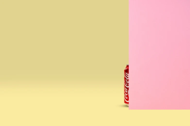 a red can in between two color walls