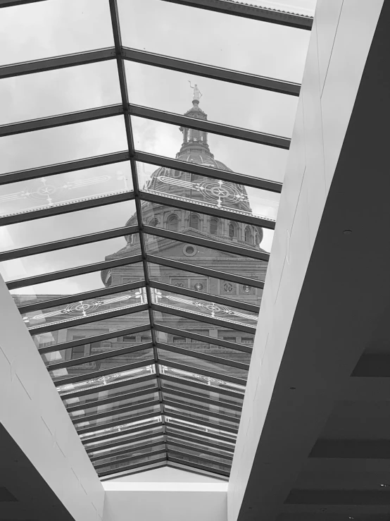 a black and white image of a building