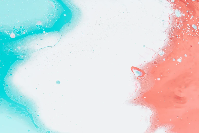 two different colors of liquid and light blue and pink