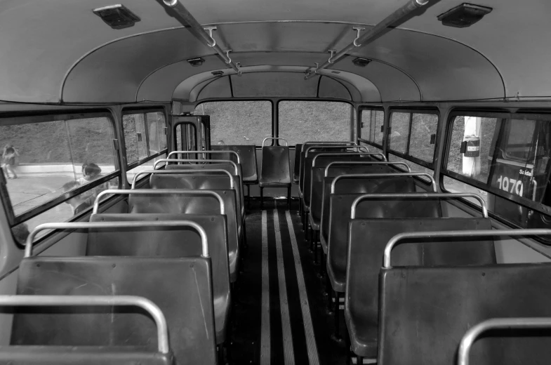 this is a bus with empty seats inside