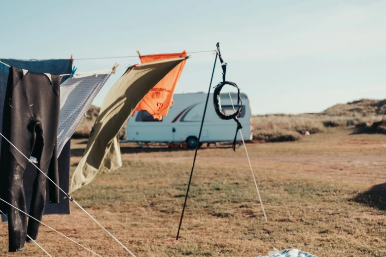 there are several items drying in the dirt