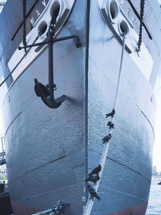 the side of a boat that has been docked