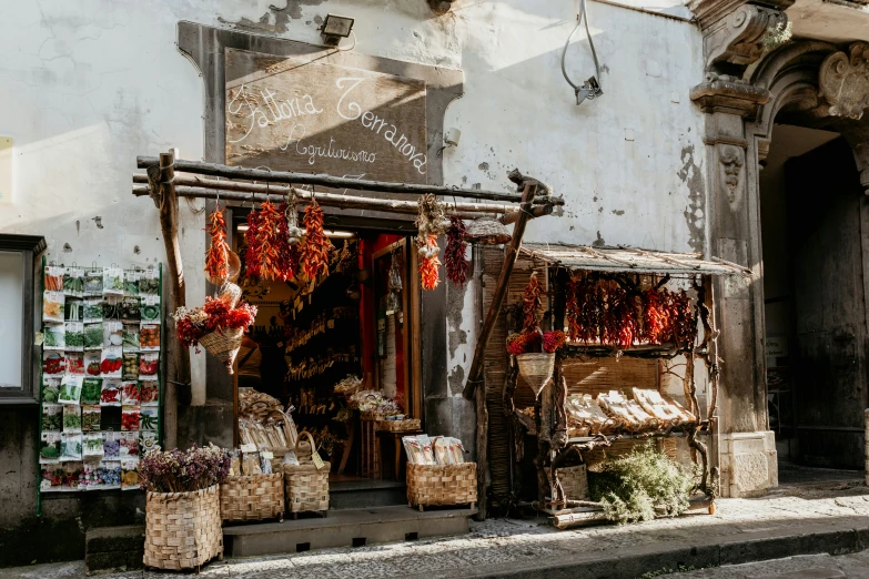 the store front is decorated with christmas decorations