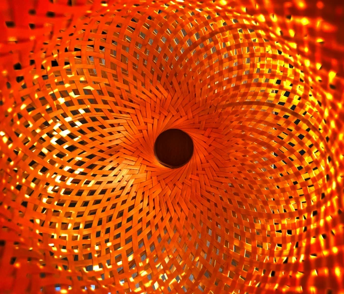 a pattern with an eyeball made up of strings and lights