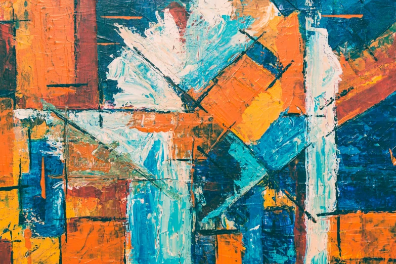 an abstract painting with different colors and shapes