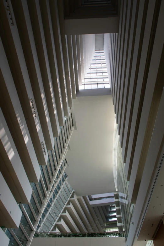 a view up into a stairwell made from the inside