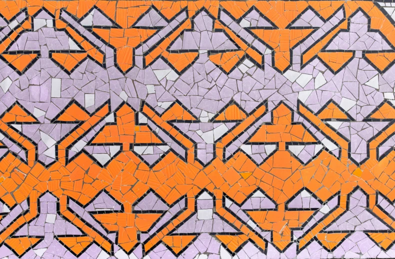 an artistic tile background with some orange and purple squares