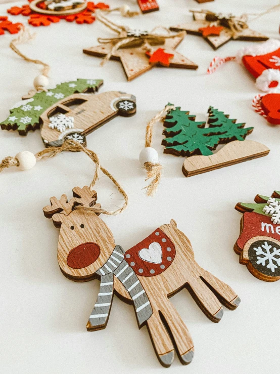 different christmas themed items laying on a table