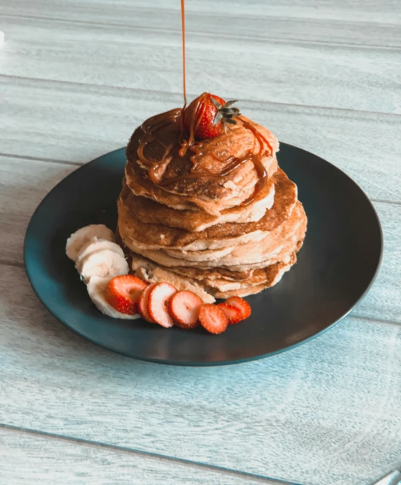 a plate that has some pancakes on it