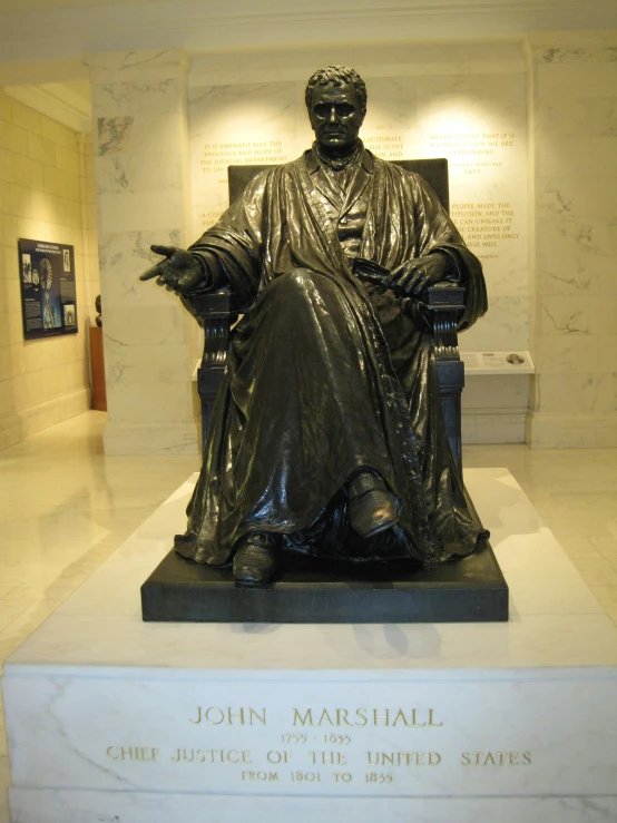 a statue sits on a pedestal in a building