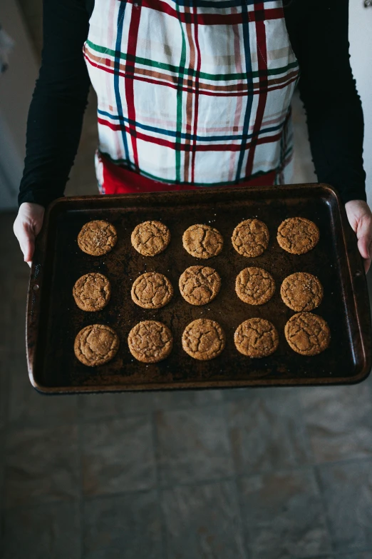 a tray full of cookies sitting on top of a counter