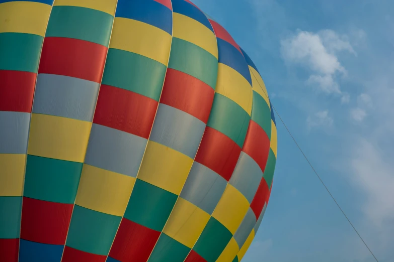 the bottom view of a colorful  air balloon