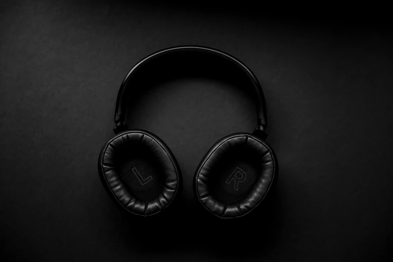 close - up of headphones on a black surface