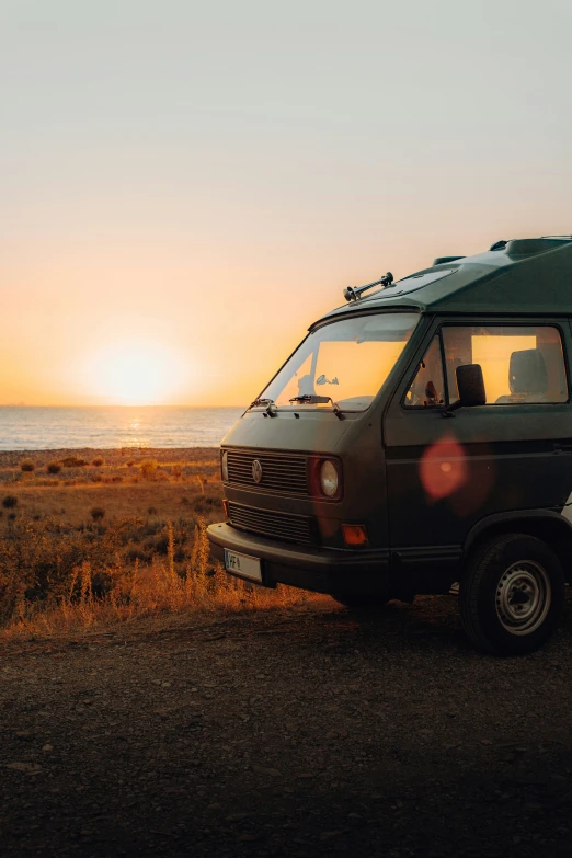 a van that is sitting on the side of a road