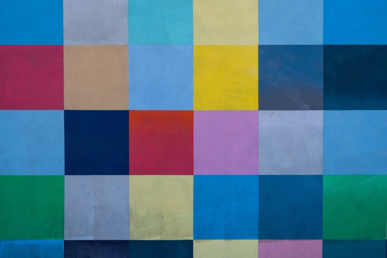 an abstract painting in different colors with squares