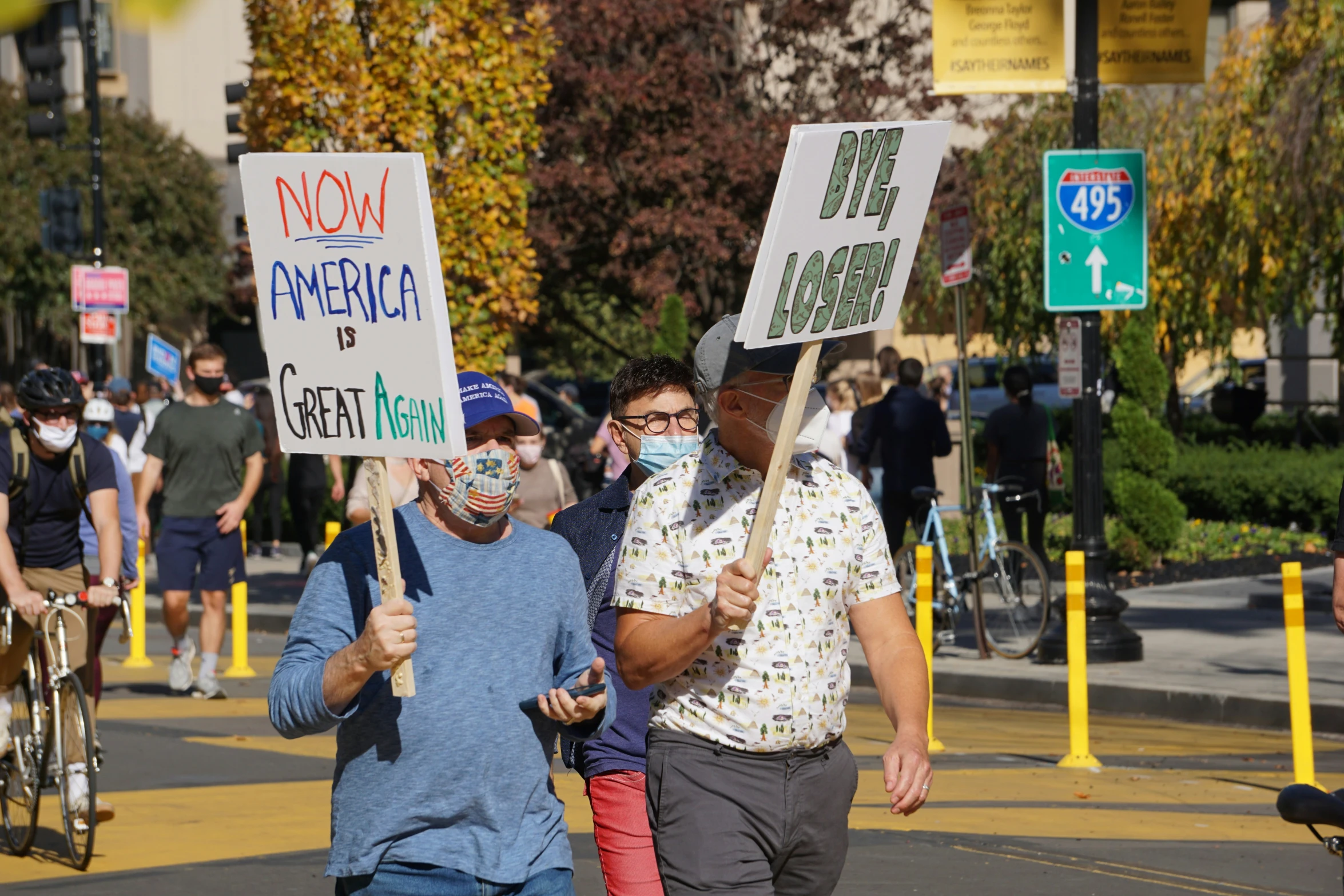 many people are protesting in the street