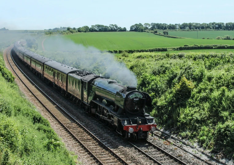 the train is going through the country side