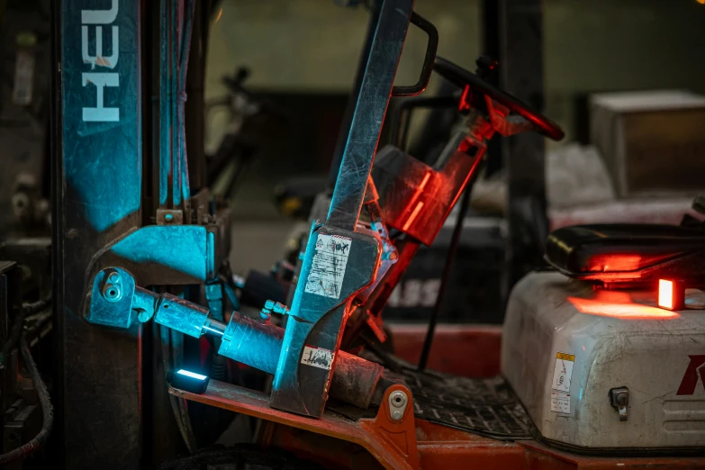 a forklift in the process of making some lighting