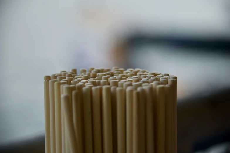 closeup of a bunch of sticks in front of a blurry background