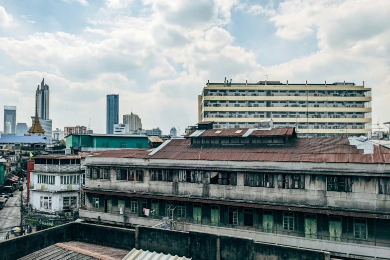 a cityscape with a few buildings around it