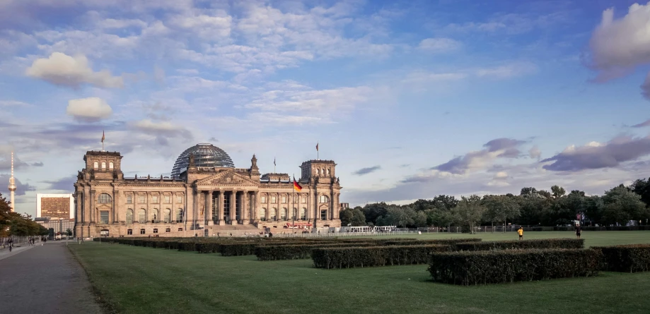 a large building with several towers on top of it