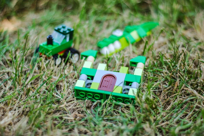 a couple of legos are laying in the grass