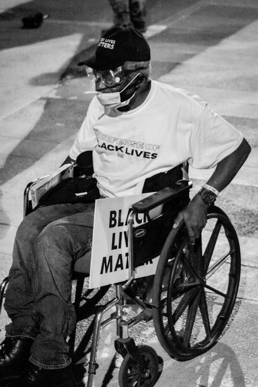 black lives matter in a wheelchair for people