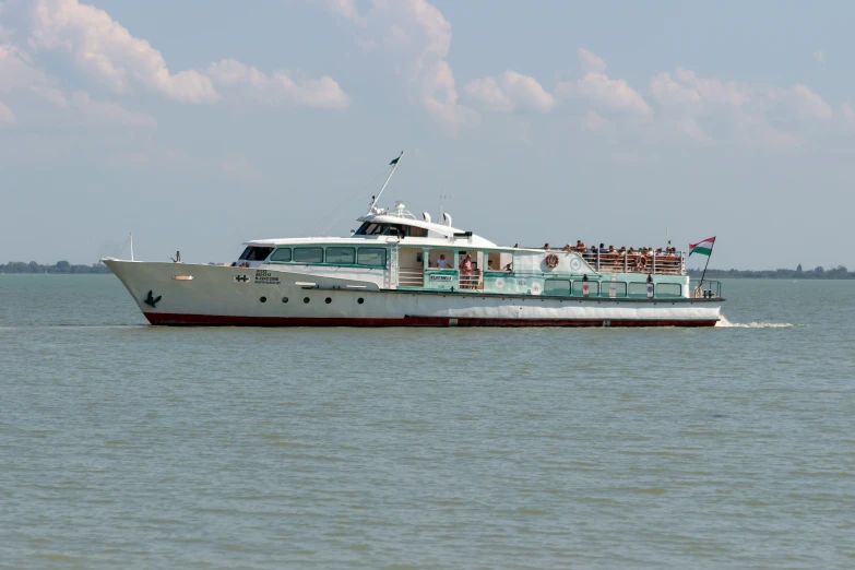 a large boat floating on top of water