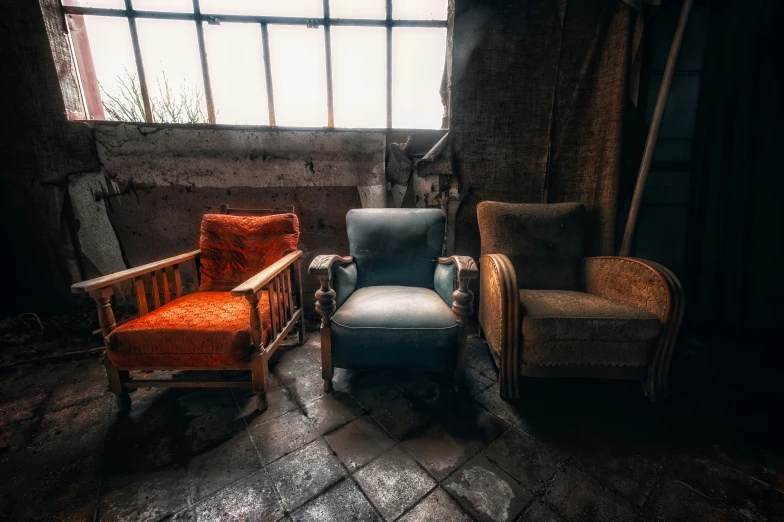 a chair and some chairs in a room