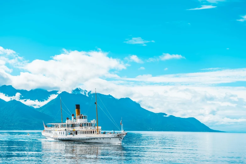 a large boat out on the water in the middle of the ocean