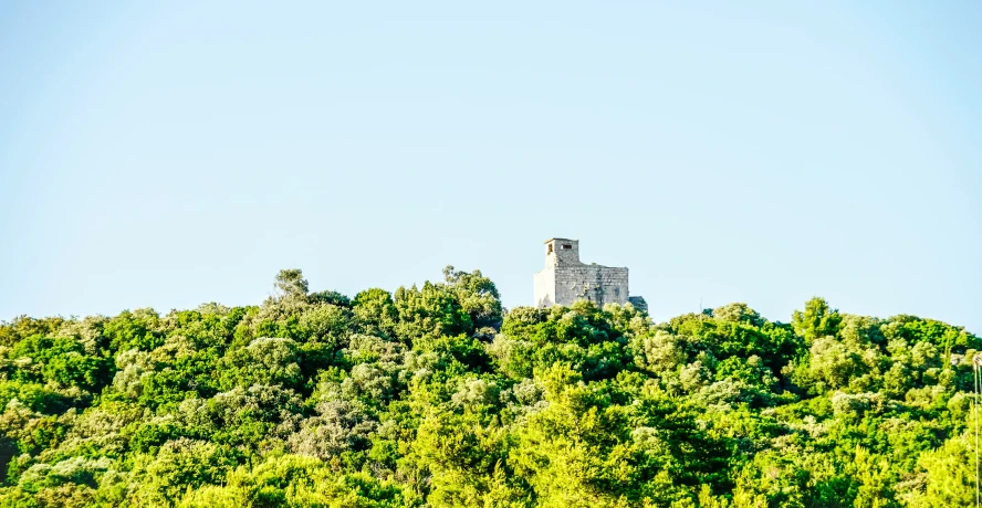 a hill that has a tower on the top