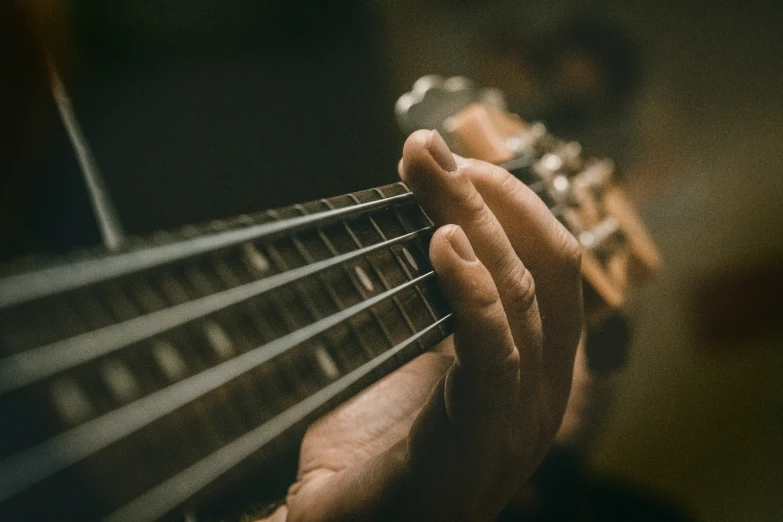 a person is playing an acoustic guitar