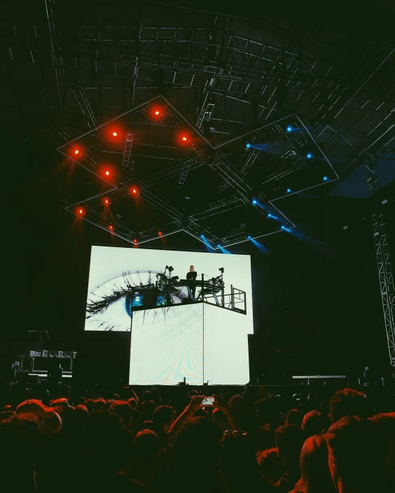 stage with people on the screen during a concert