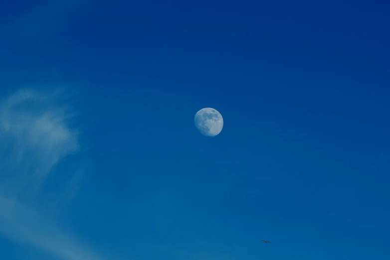 an airplane flying in the air next to a moon