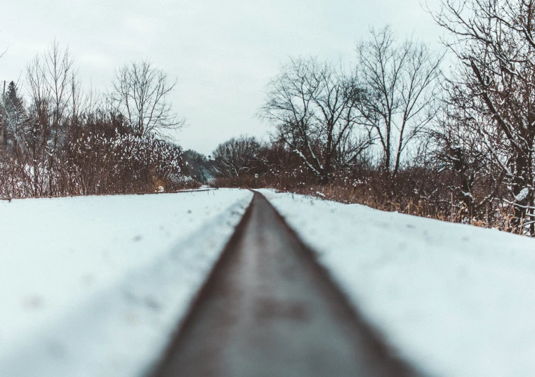 the long line in the snow has been cut out