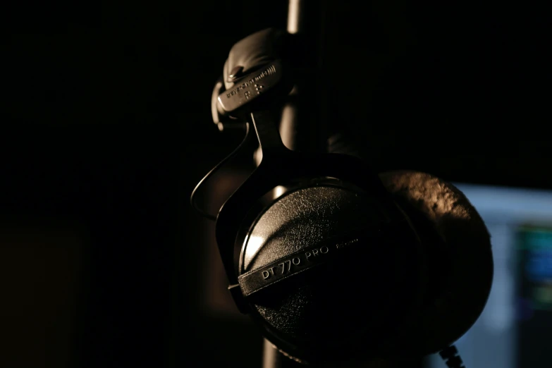 a view of a pair of headphones and a monitor